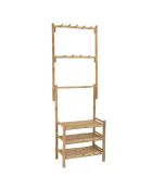 Etagère 3 niveaux et porte-serviettes en bambou - 69x36x187 cm