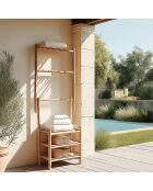 Etagère 3 niveaux et porte-serviettes en bambou - 69x36x187 cm