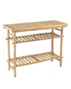 Console en bambou avec 2 étagères - 100x40x77 cm