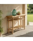 Console en bambou avec 2 étagères - 100x40x77 cm