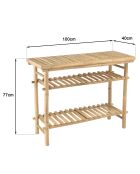 Console en bambou avec 2 étagères - 100x40x77 cm