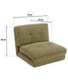 Sillón convertible de 1 plaza de tela verde - 74x87x64 cm