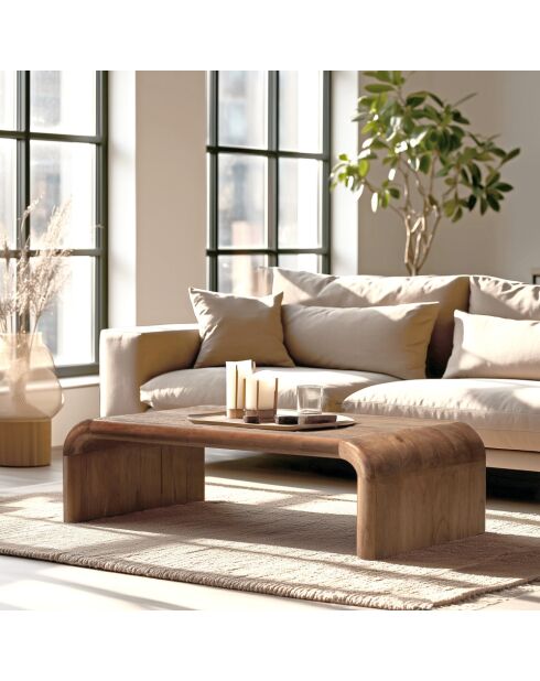 Strakke salontafel in mindi hout - 140x80x 40,5cm