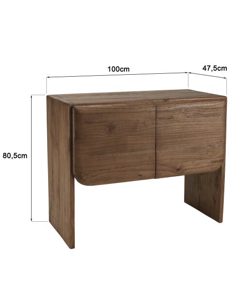 Buffet 2 portes en bois de mindi - 100x 47.5 x 80.5cm