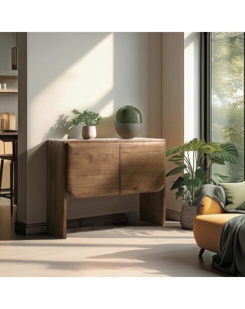 Buffet 2 portes en bois de mindi - 100x 47.5 x 80.5cm