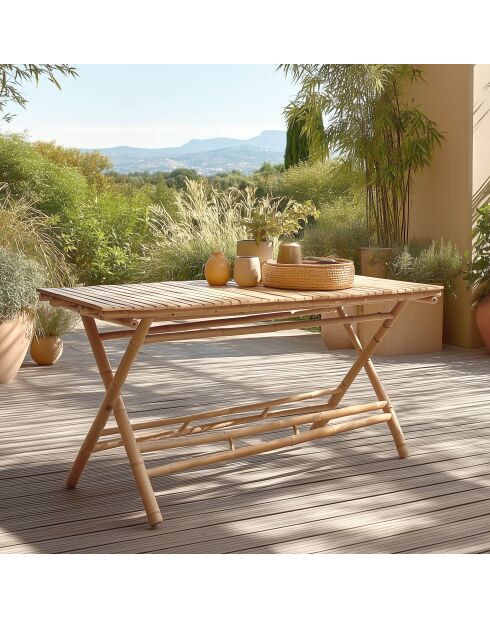 Zusammenklappbarer Esstisch aus Bambus - 140x70x74 cm