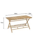 Zusammenklappbarer Esstisch aus Bambus - 140x70x74 cm