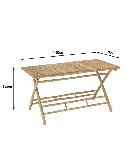 Zusammenklappbarer Esstisch aus Bambus - 140x70x74 cm