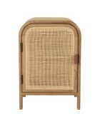 Nachtkastje ronde vorm in mindi en natuurlijk rotan 1 deur 1 plank - 42x35x62 cm