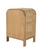 Nachtkastje ronde vorm in mindi en natuurlijk rotan 1 deur 1 plank - 42x35x62 cm