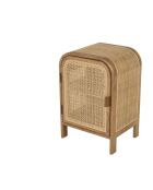 Nachtkastje ronde vorm in mindi en natuurlijk rotan 1 deur 1 plank - 42x35x62 cm