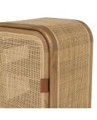 Nachtkastje ronde vorm in mindi en natuurlijk rotan 1 deur 1 plank - 42x35x62 cm