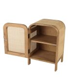 Nachtkastje ronde vorm in mindi en natuurlijk rotan 1 deur 1 plank - 42x35x62 cm