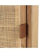 Nachtkastje ronde vorm in mindi en natuurlijk rotan 1 deur 1 plank - 42x35x62 cm