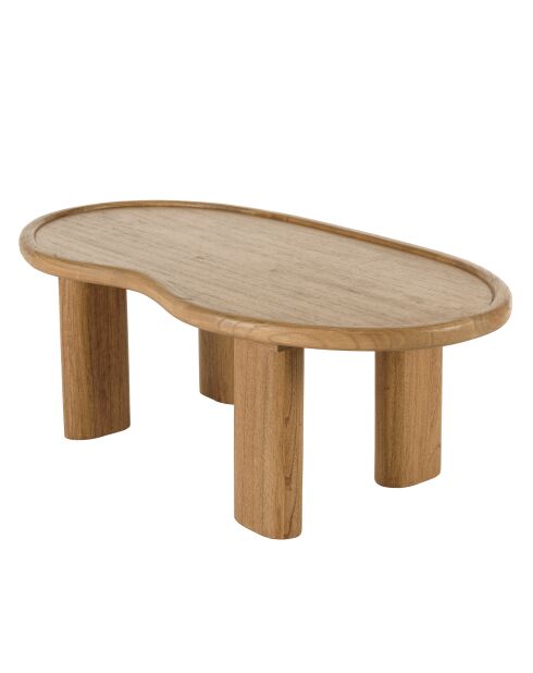 Kaffeetisch 120 cm in organischer Form aus Mindi-Holz - 120x60x40 cm