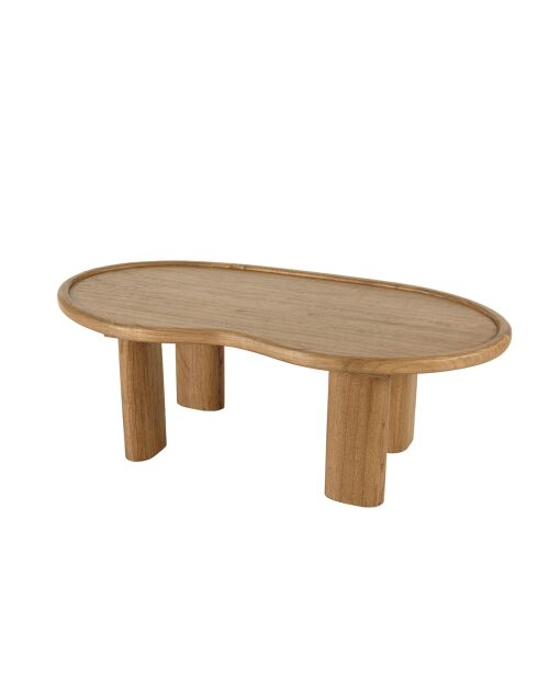 Kaffeetisch 120 cm in organischer Form aus Mindi-Holz - 120x60x40 cm