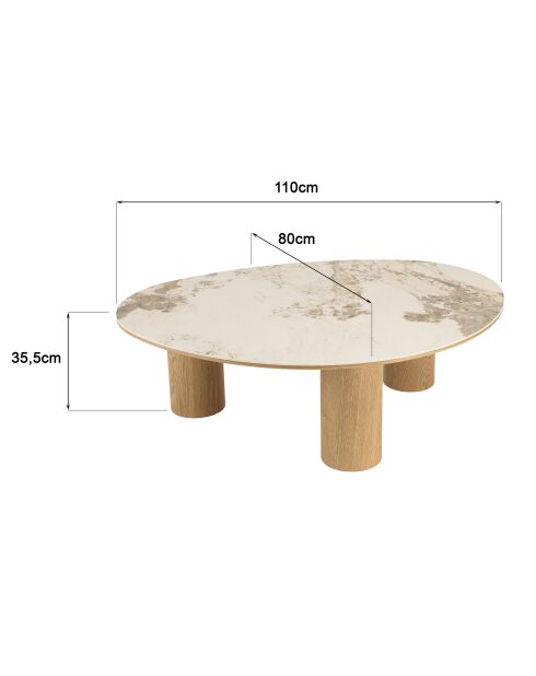 Table basse plateau céramique - 110x80x35.5 cm