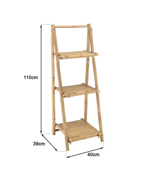 Etagère pliante 3 niveaux en bambou - 40x39x110 cm