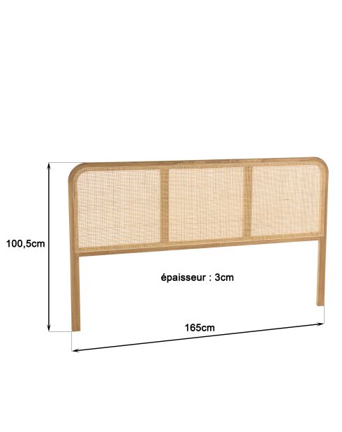Tête de lit en bois de mindi et rotin naturel pour li - 165x3x 100.5cm