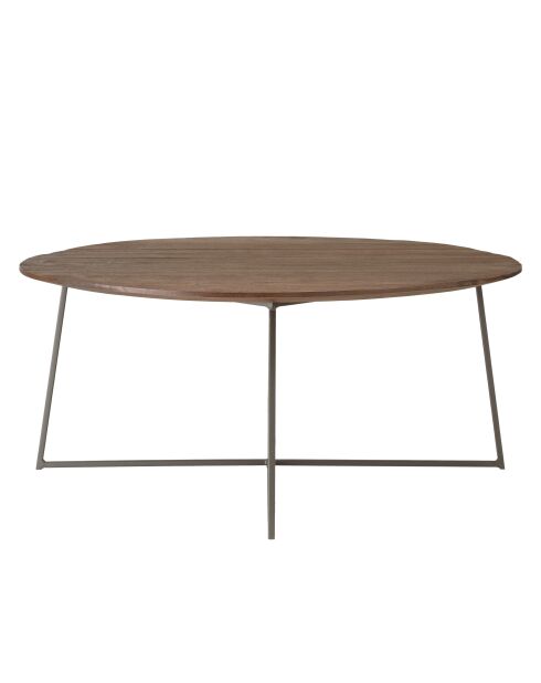 Ronde salontafel in mindi hout met metalen poten - 80x80x 34,5cm