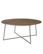 Ronde salontafel in mindi hout met metalen poten - 80x80x 34,5cm