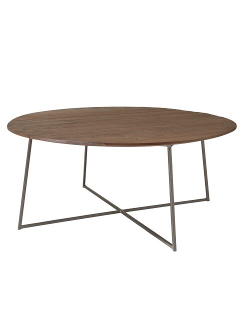 Ronde salontafel in mindi hout met metalen poten - 80x80x 34,5cm