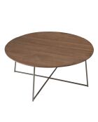 Ronde salontafel in mindi hout met metalen poten - 80x80x 34,5cm