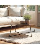 Ronde salontafel in mindi hout met metalen poten - 80x80x 34,5cm