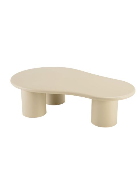 Salontafel met beige betoneffect in organische vorm - 130x80x35,5 cm