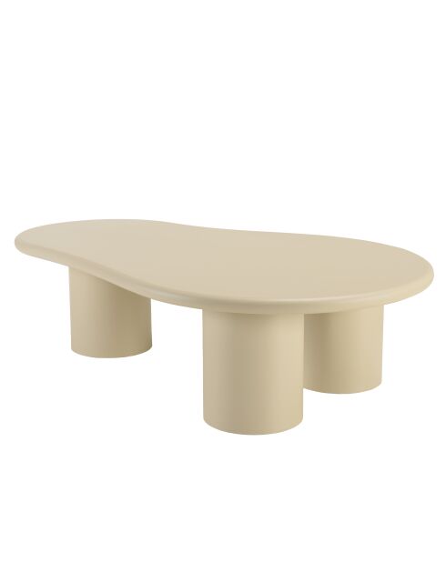 Salontafel met beige betoneffect in organische vorm - 130x80x35,5 cm