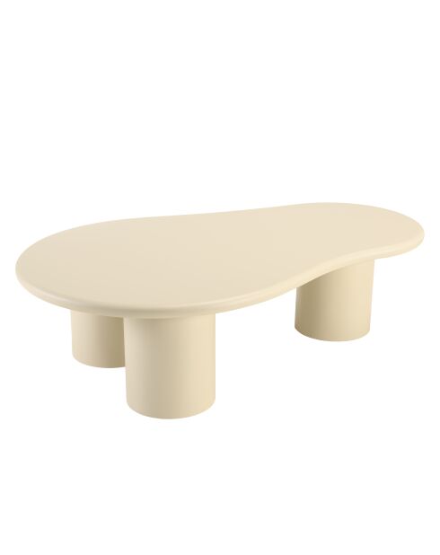 Salontafel met beige betoneffect in organische vorm - 130x80x35,5 cm