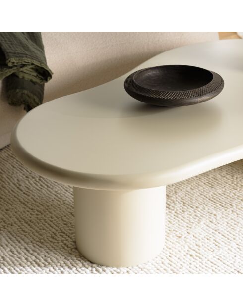 Salontafel met beige betoneffect in organische vorm - 130x80x35,5 cm