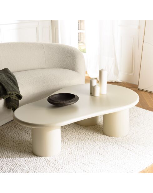 Salontafel met beige betoneffect in organische vorm - 130x80x35,5 cm