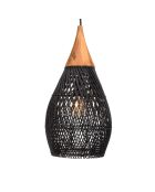 Sospensione a goccia in rattan e teak - 25x25x47 cm