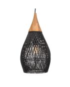 Sospensione a goccia in rattan e teak - 25x25x47 cm