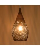 Sospensione a goccia in rattan e teak - 25x25x47 cm