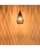 Sospensione a goccia in rattan e teak - 25x25x47 cm