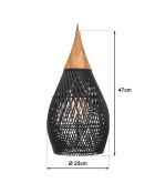 Sospensione a goccia in rattan e teak - 25x25x47 cm