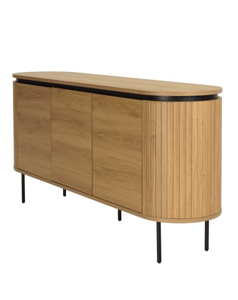 Buffet arrondi 3 portes naturel - 160x40x76 cm