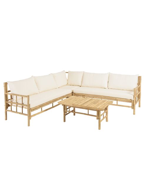 Set 2:6-Sitzer-Sofa+1 Couchtisch aus Bambus — 165x70x85 cm
