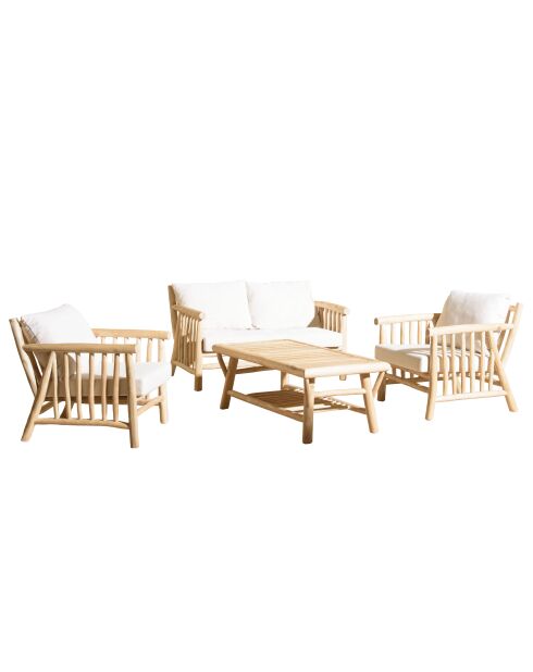 Borneo-Set 4 Sitze und 1 Teakholz-Couchtisch - 131x82x80 cm