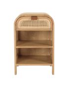 Nachtkastje met ronde vorm, mindi en natuurlijk rotan, 1 lade, 2 planken - 42x35x65 cm
