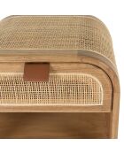 Nachtkastje met ronde vorm, mindi en natuurlijk rotan, 1 lade, 2 planken - 42x35x65 cm