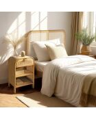 Nachtkastje met ronde vorm, mindi en natuurlijk rotan, 1 lade, 2 planken - 42x35x65 cm