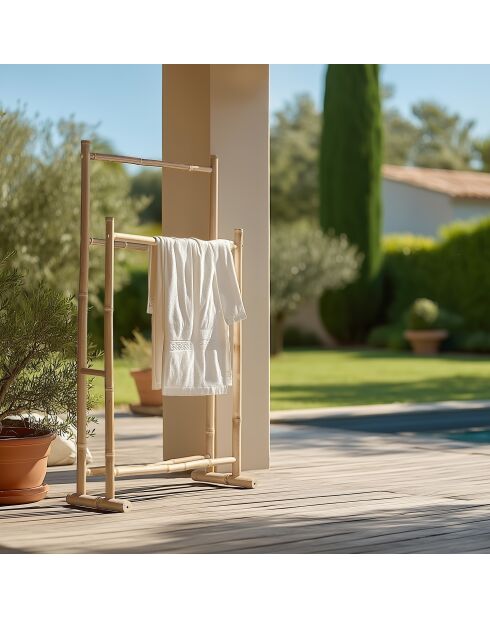 Porte-serviettes double portant en bambou - 70x29x104 cm