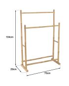 Porte-serviettes double portant en bambou - 70x29x104 cm