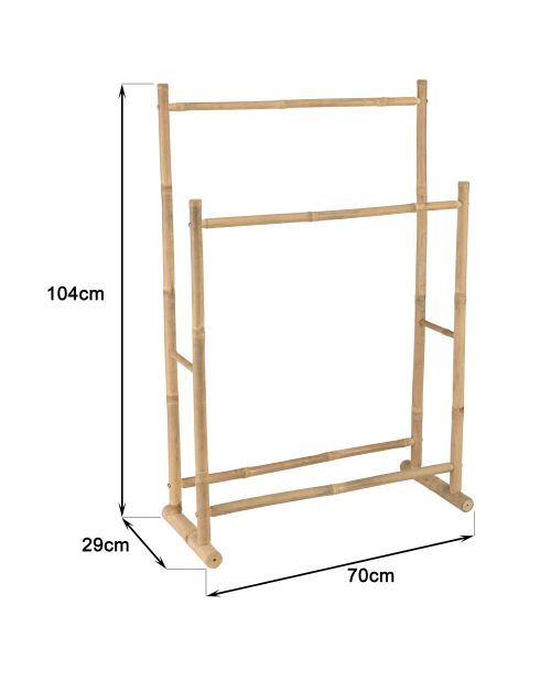 Porte-serviettes double portant en bambou - 70x29x104 cm