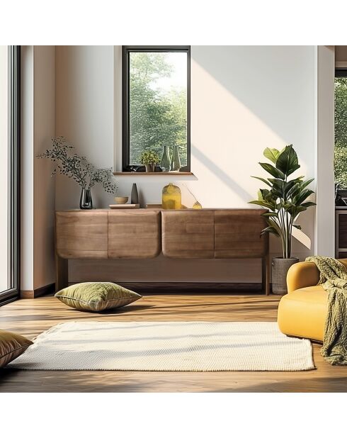 Credenza a 4 ante in legno mindi - 200x48x80 cm