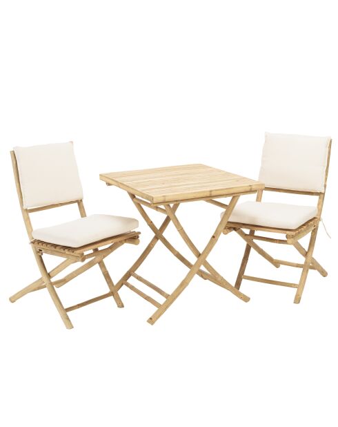 Set 4:2 Stühle und 1 zusammenklappbarer Bambustisch - 70x70x75 cm