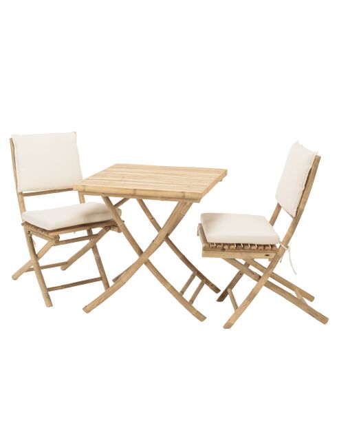 Set 4:2 Stühle und 1 zusammenklappbarer Bambustisch - 70x70x75 cm